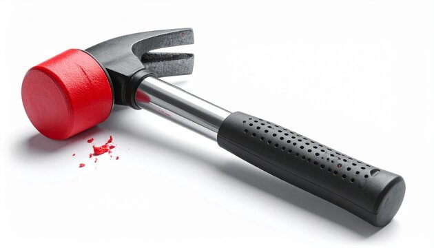 medical reflex hammer with red rubber head isolated on clean white background for hospital healthcare clinic and neurology examination tool design - Powered by Adobe