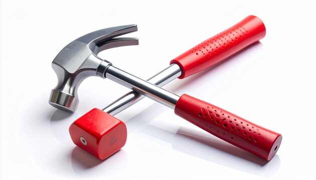 medical reflex hammer with red rubber head isolated on clean white background for hospital healthcare clinic and neurology examination tool design