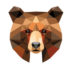 Geometric Grizzly Bear Head Low Poly Art Style Abstract Animal Portrait