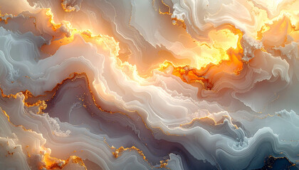 Marble texture with glowing orange and white layers creates calming effect perfect for meditation app backgrounds and relaxation