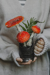 fly agaric in a glass.