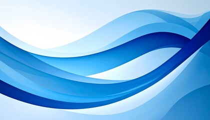 Abstract blue wave design with layered curves and gradient background.
