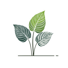 Obraz premium Botanical Illustration of Decorative Leaves with Green Gradient and Simple Lines