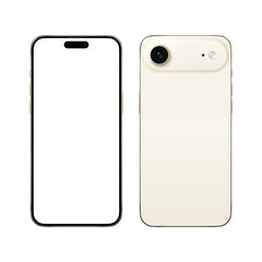 Light Golden Smartphone similar 17 air. Blank white screen mockup, mobile app presentation, display template, transparent Background