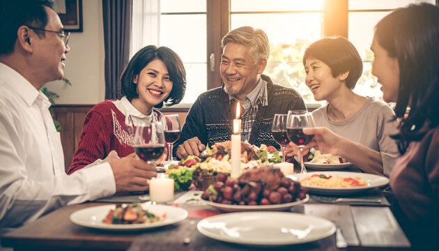 Happy Family Dinner Celebration.
