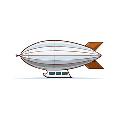 Fototapeta premium Retro airship dirigible transport balloon with gondola and fins, cartoon illustration style