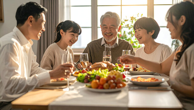 Happy Family Dinner Gathering.