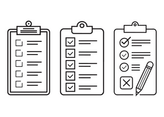Checklists and ToDo Lists Outline Icons Concept for Task Management and Organization Efficiency with Pencil