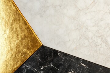 Geometric Abstraction: An elegant interplay of gold, white, and black textures, showcasing the intricate beauty of natural stone with striking diagonal lines.