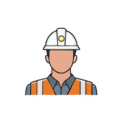 Illustration of construction worker or engineer wearing safety equipment