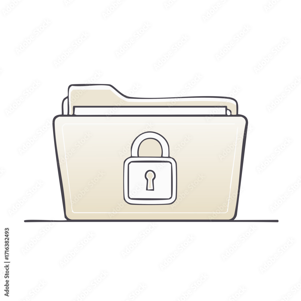 Poster folder with lock icon illustration for data privacy and security