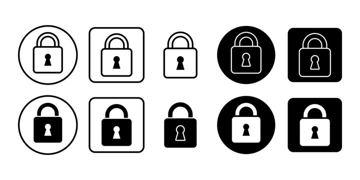 Lock icon vector. Padlock symbol representing security, privacy, and safe protection.