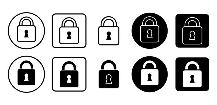 Lock icon vector. Padlock symbol representing security, privacy, and safe protection.