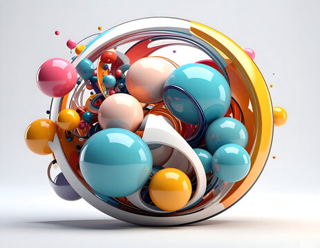 Abstract Colorful 3D Sphere Composition.
