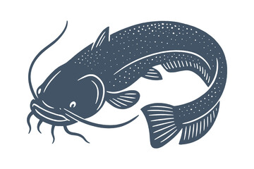 Catfish engraved sketch vintage style vector illustration