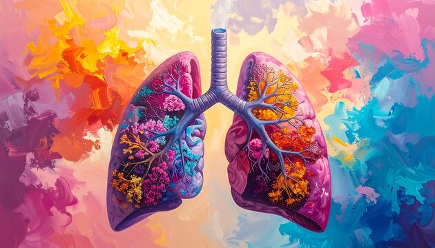 Colorful abstract lungs, vibrant art