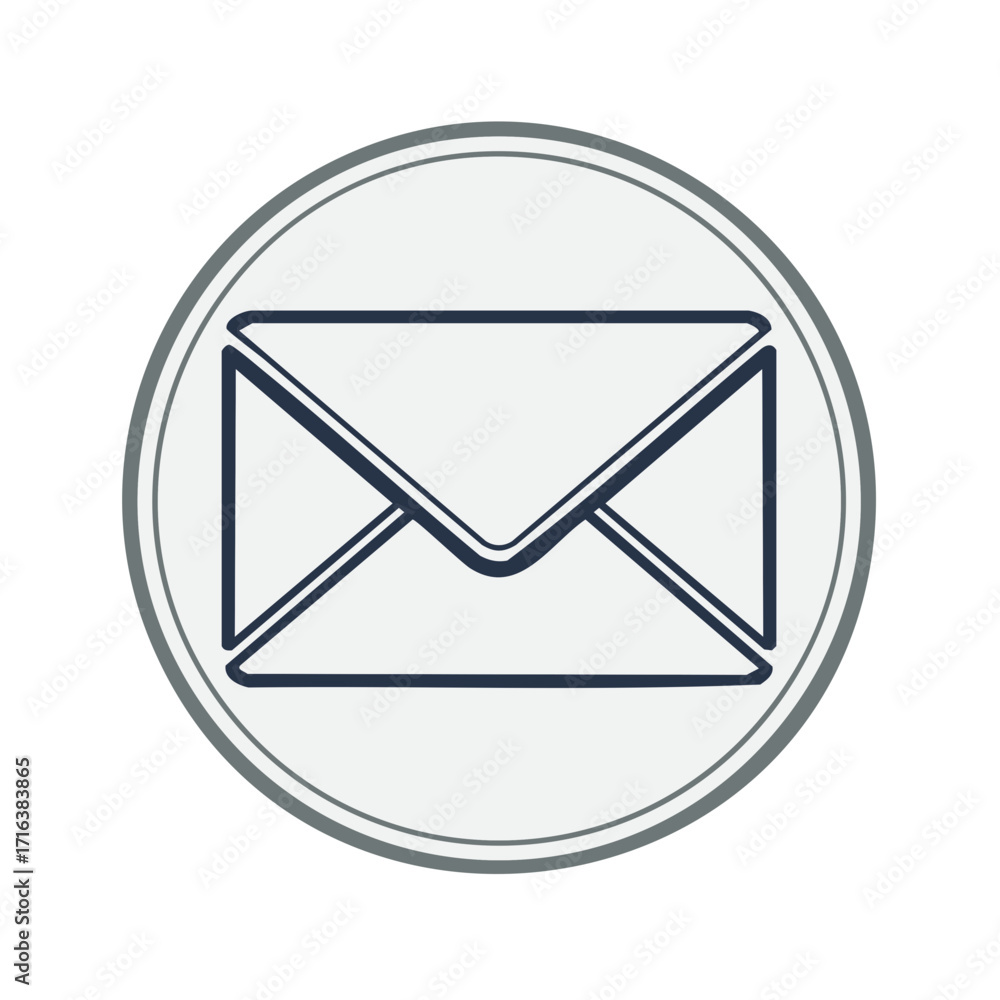 Aufkleber modern communication envelope icon in clean circular frame symbol for mail or email digital messagin