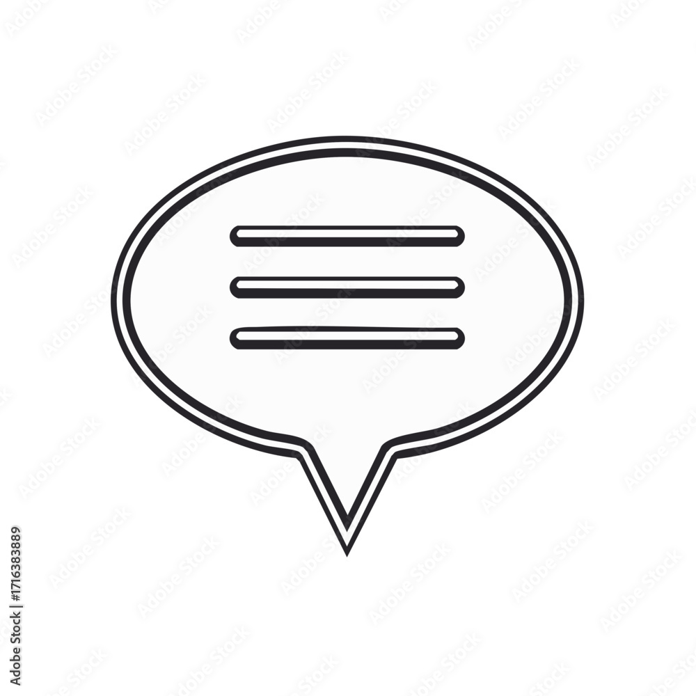 Poster line art speech balloon with text lines for comments dialogue or forum