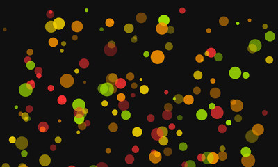 Colorful circles abstract background with dynamic random placement and dark backdrop