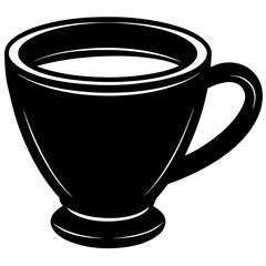 Black coffee cup with white liquid and highlights black and white