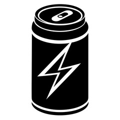 Black energy drink can with white lightning bolt beverage