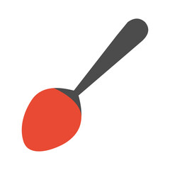 Illustration of a red spoon, a utensil consisting of a small shallow bowl on a handle, isolated on white background