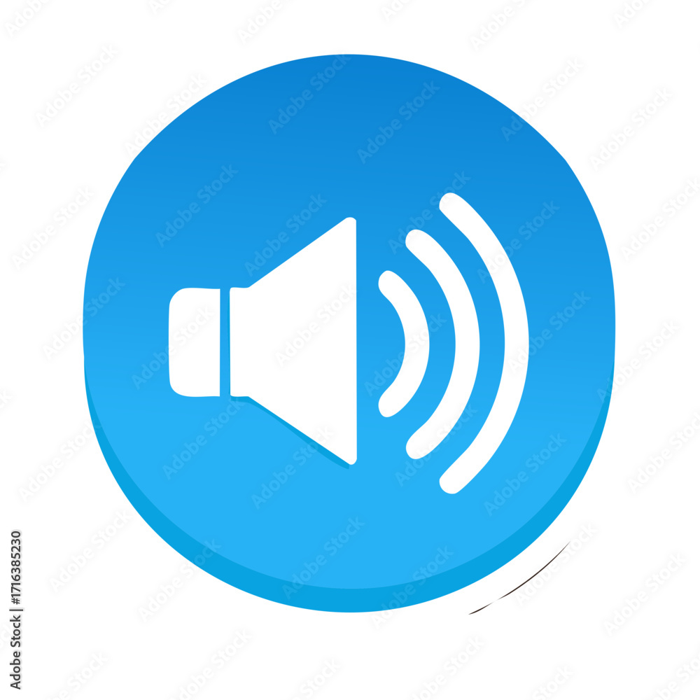 Aufkleber blue speaker volume icon for audio control. sound up button for web and mobile app user interface.