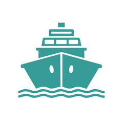 Obraz premium Stylized Turquoise Boat Illustration with Wave Details for Travel or Transportation