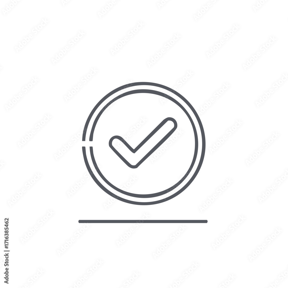 Poster simple check mark line icon in a circle. approved symbol for success, confirmation, and validation.