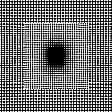 Abstract black and white diamond pattern with central square and shrinking diamond effect creating depth