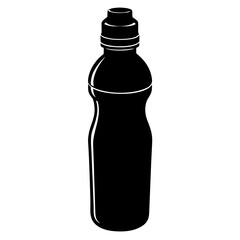 Black silhouette of a plastic water bottle with a cap