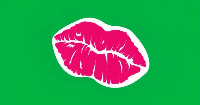 Pink lips imprint floating on transparent canvas, featuring thick white border in graphic design