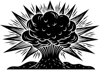 Fototapeta premium Chemical Reaction Explosion Silhouette, Laboratory Science SVG, PNG