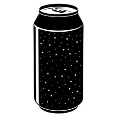 Black soda can with white dots and specks drink beverage
