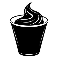 Black swirl of soft serve ice cream in a cup black and white