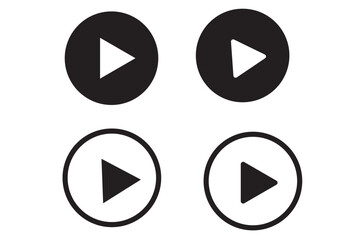 Red Play button icon set. Start audio or video action symbol. 