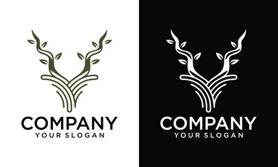 Creative Deer horns with leaf vector design EPS 10