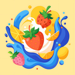 Fresh Juicy Fruits in Motion Splashing Through Rich Creamy Milk, Ai Generated