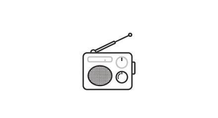 Obraz premium Retro radio with extendable antenna, a simple line art illustration for nostalgia and communication themes.