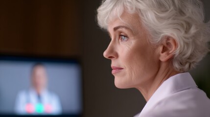Woman having online consultation with doctor. Telemedicine concept. Remote patient examination via video call. Healthcare technology.