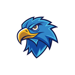 Obraz premium Modern Blue Bald Eagle Head Vector Logo with Sharp Beak and Intense Eyes