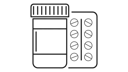 Pills and bottle isolated on white background for medical treatment concept