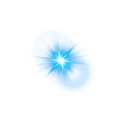 Blue Stadium Spotlight Sparkle with Glistering Flare, Bright Beam, and Glowing Effects on Transparent Background
