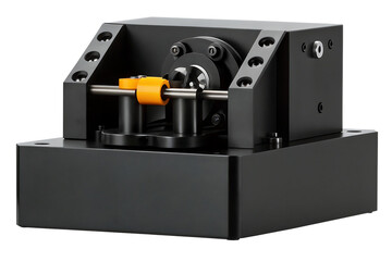 Compact Industrial Machine with Yellow Roller Detail manufacturing equipment isolated on a transparent background