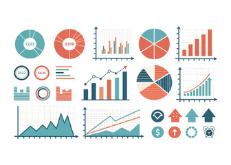 Infographic elements and data charts for business presentation reports analysis and visualizations statistics depicting growth and insights marketing analysis