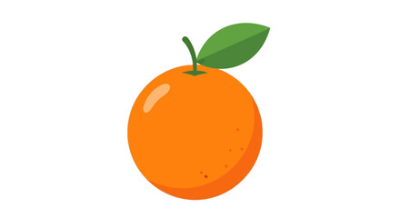 Vibrant Illustration of a Fresh Orange Fruit with Green Leaf Against a White Background