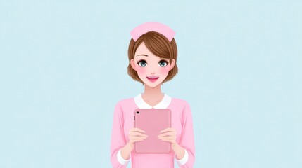 Woman nurse in uniform holding a tablet. Digital healthcare and medical technology concept for telemedicine. Professional care.