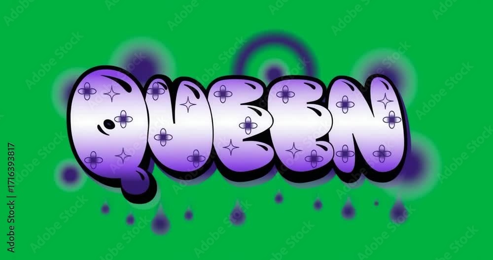 Poster marketers creating branding featuring queen bubble text with gradient, mist, transparent background