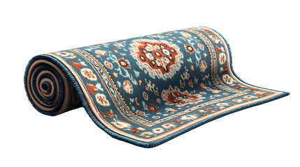 Colorful Rolled Vintage Oriental Rug with Geometric Floral Pattern for Home Decor