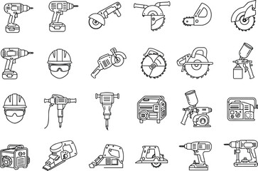  A Vector Set of Drills, Saws, Grinders, and Other